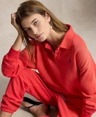 Women's Lightweight Fleece Long-Sleeve Polo Sweatshirt | Macy's