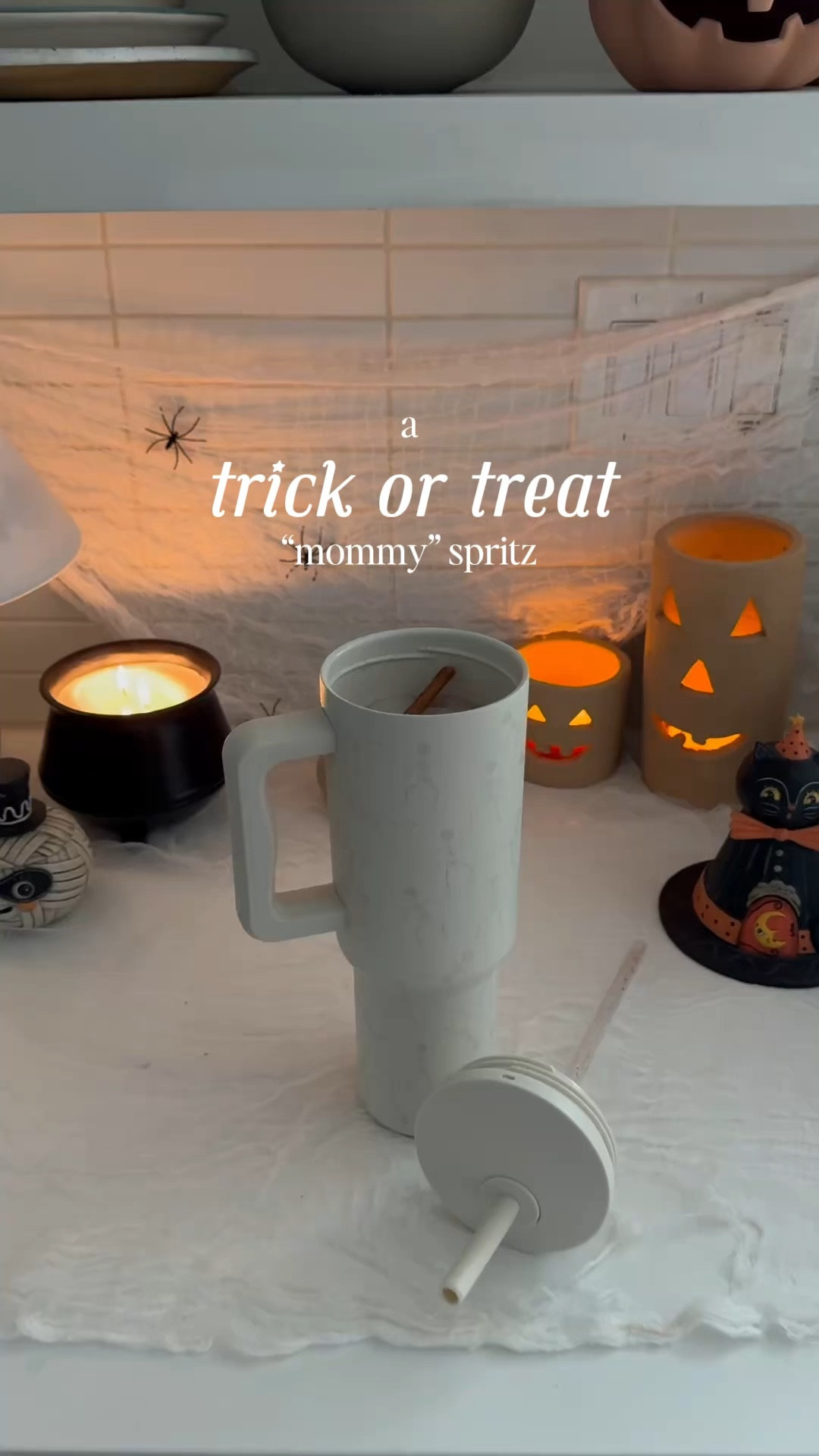 a trick or treat spritz! every year i bring myself a drink for trick or treating, but this year i have the CUTEST CUP EVER - this is the @shopsimplemodern harvest collection!!! it’s cupholder friendly and has double wall insulation to keep drinks cold or warm for hours. they come in four cute spooky designs, obviously the dancing skeletons is my fave though. 

#LTKSeasonal #LTKHalloween #LTKHoliday