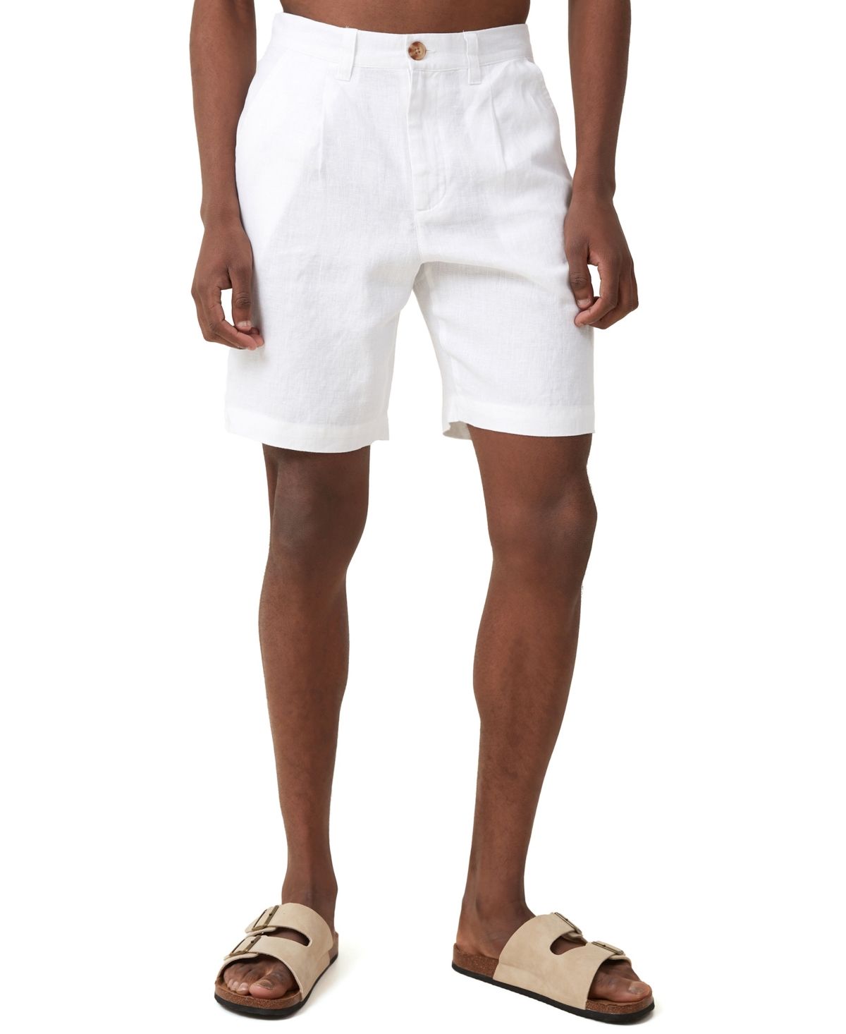 Cotton On Men's Linen Pleat Shorts - White | Macy's