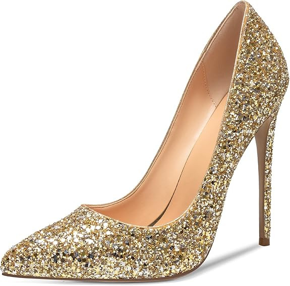 Mettesally Women's High Heel Pumps Pointed Toe Stiletto Heels Slip On Office Party Dress Shoes | Amazon (US)