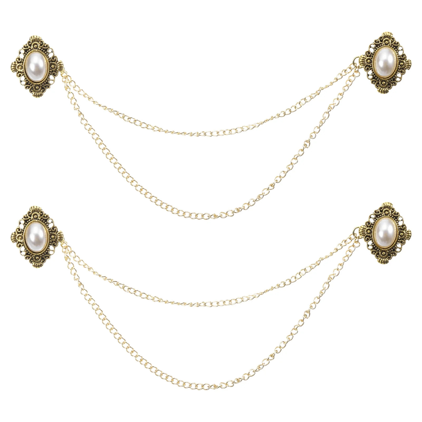 Uxcell 2 Pack Sweater Clips Vintage Cardigan Collar Clips with Chain(Gold) | Walmart (US)