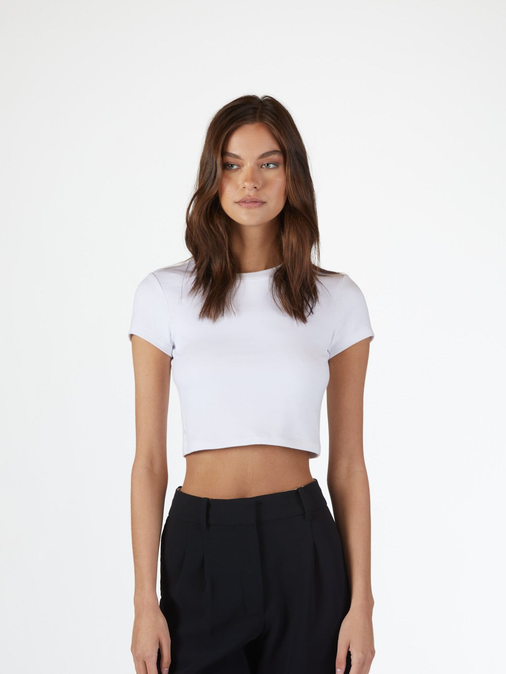 Women’s Fitted White Crop Tee - Cotton | Cuts Clothing