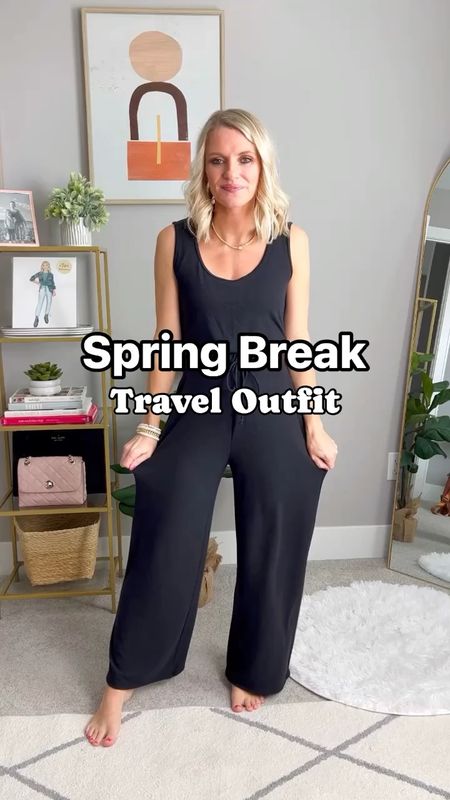 Spring break travel outfit!
Jumpsuit- xs/petite
Denim jacket- small
Shoes- 7
Purse- old, linked similar 

#LTKfindsunder100 #LTKtravel #LTKSpringSale