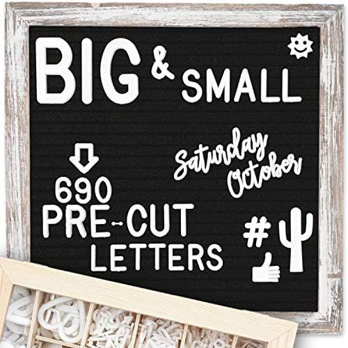 Felt Letter Board 10x10 | +690 PRE-Cut Letters +Stand +Upgraded Wooden Sorting Tray | Black Rusti... | Amazon (US)
