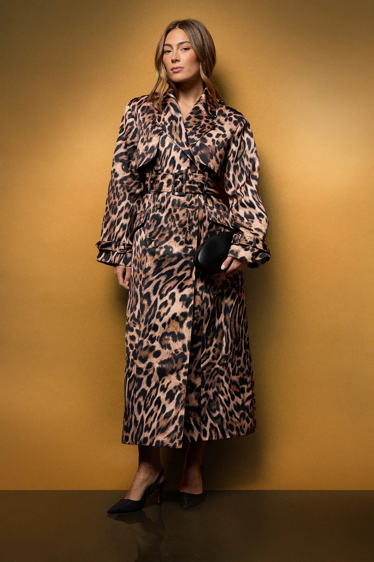 Coast Muse Leopard Printed Satin Trench Coat | boohoo (US & Canada)