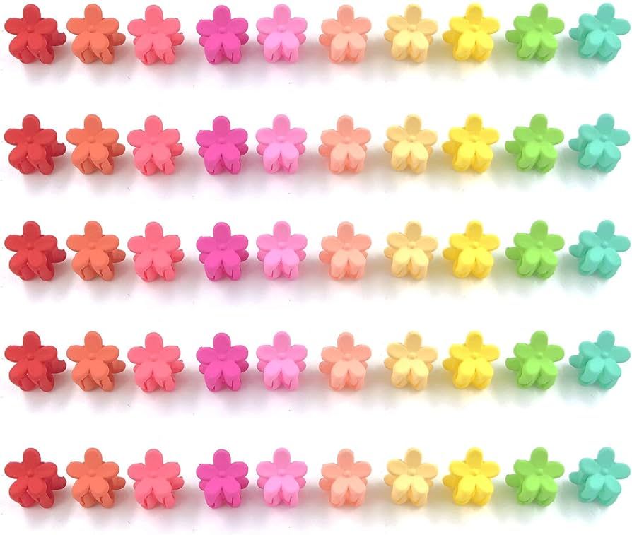 100 Pack Flower Hair Claw Clips Mini Small Hair Jaw Clips for Girls Assorted Baby Hair Clips Hair... | Amazon (US)