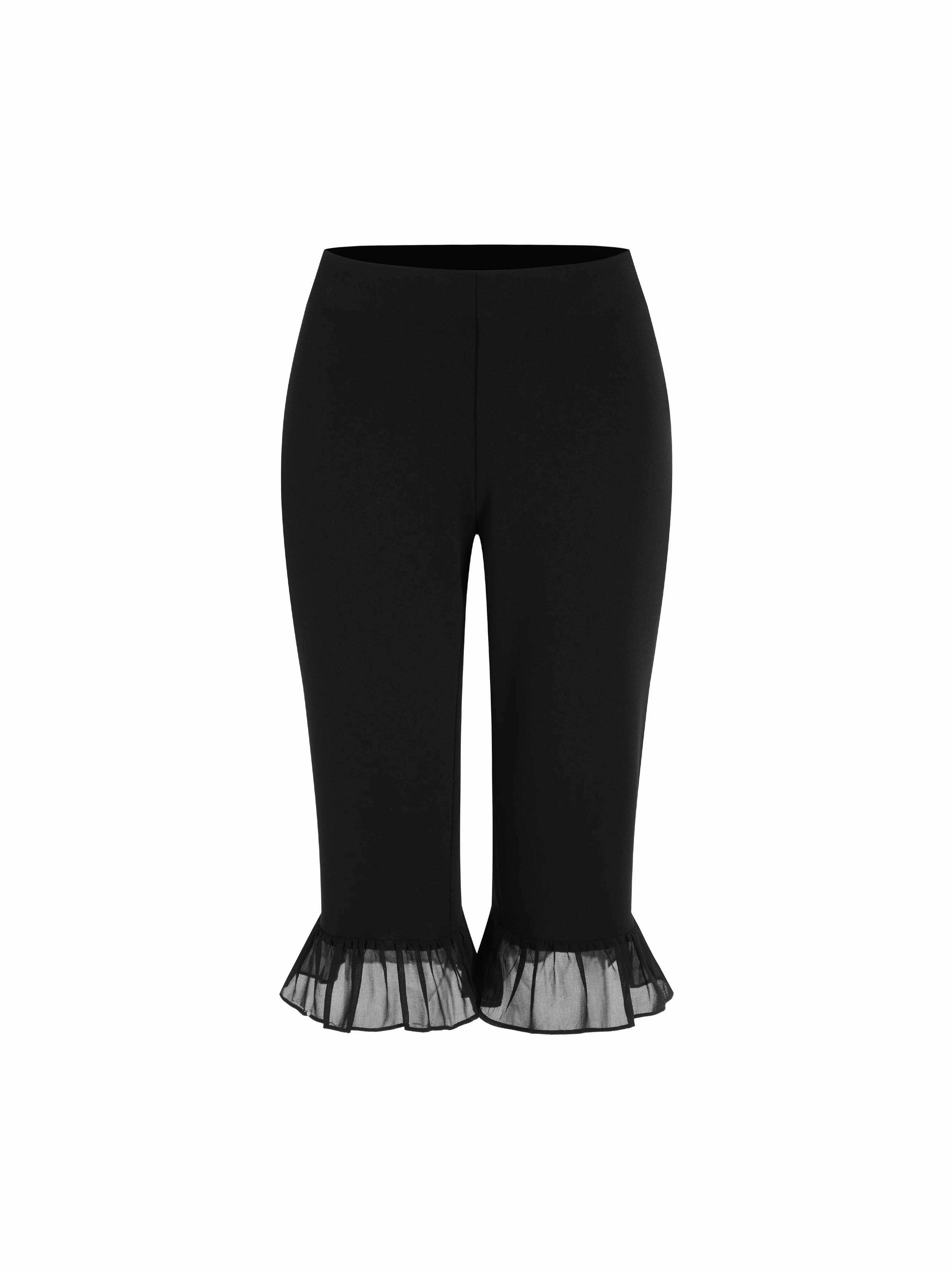 Low Rise Ruffle Hem Capri Pants | Cider