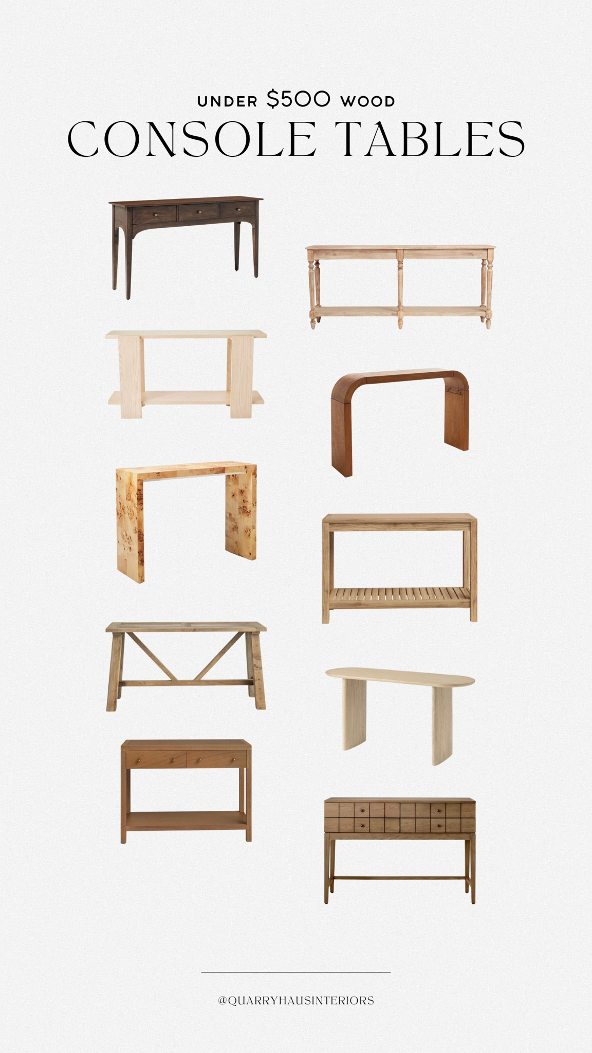 Budget friendly and affordable wood console tables - all under $500! Perfect for dressing up your foyer or entryway!

#LTKHome