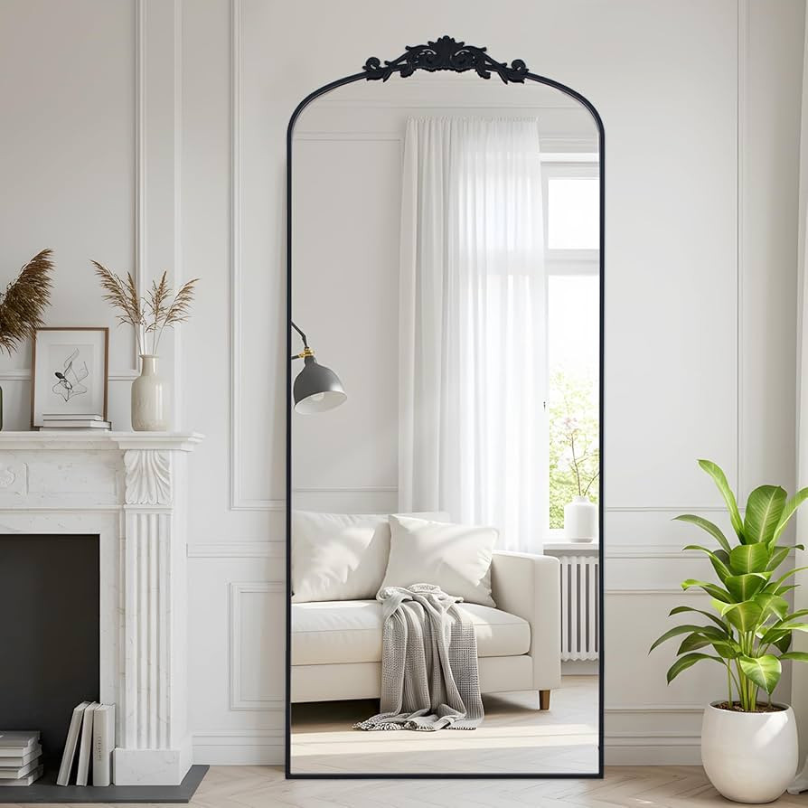 Filigree Floor Mirror 71"x30" Full Length Freestanding with Vintage Ornate Carved Applique Full B... | Amazon (US)