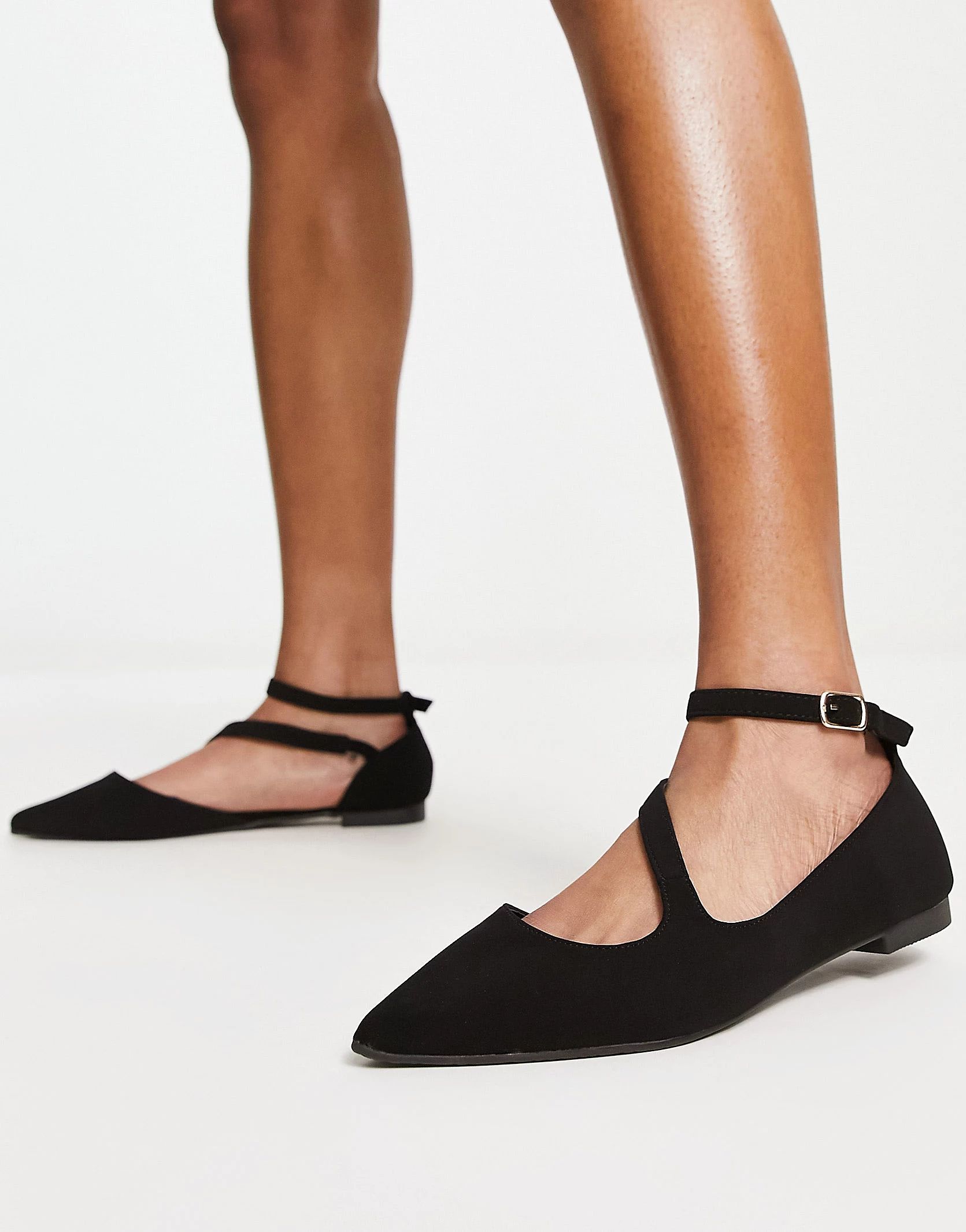 Truffle Collection strappy pointed ballet flats in black | ASOS (Global)