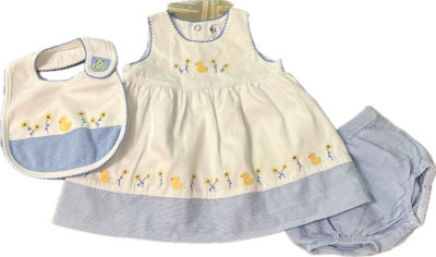 3pc Baby Girl Blue & White Little Duckie lined Dress Carter's Embroidered 3 Mo  | eBay | eBay US