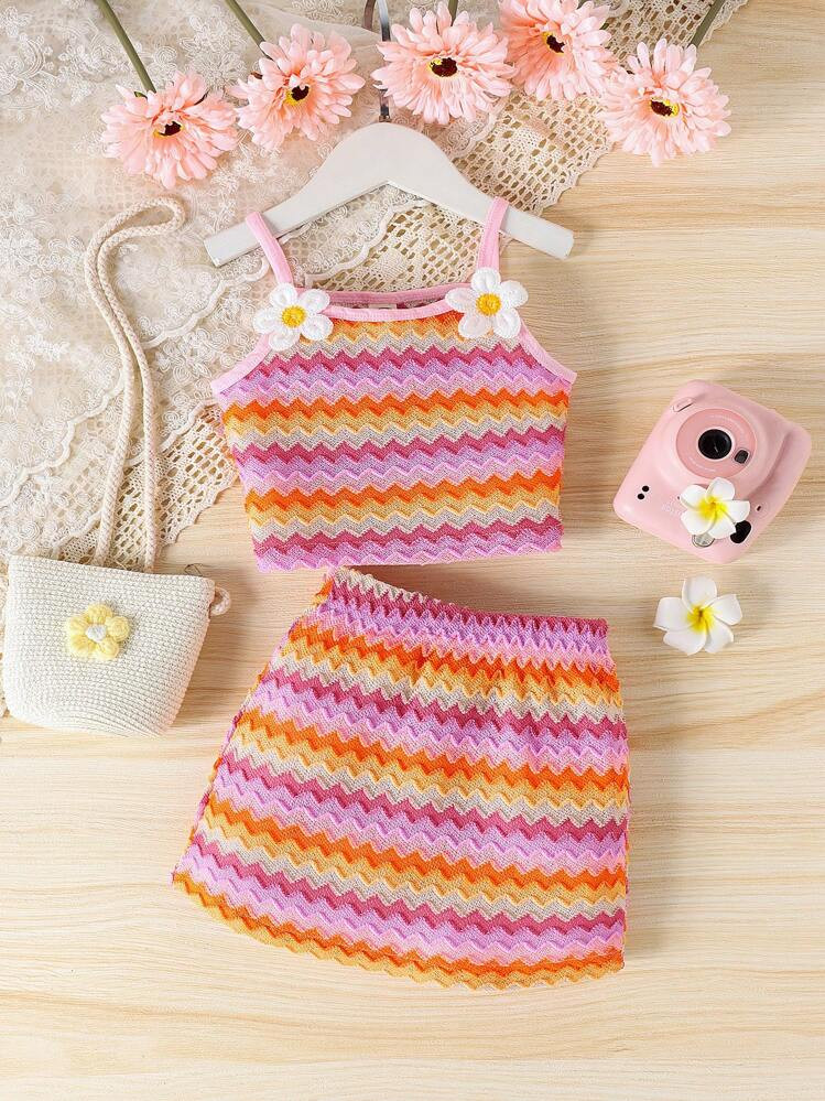 2pcs/Set Young Girl Casual Cute Camisole + Skirt Set, Lightweight Summer | SHEIN