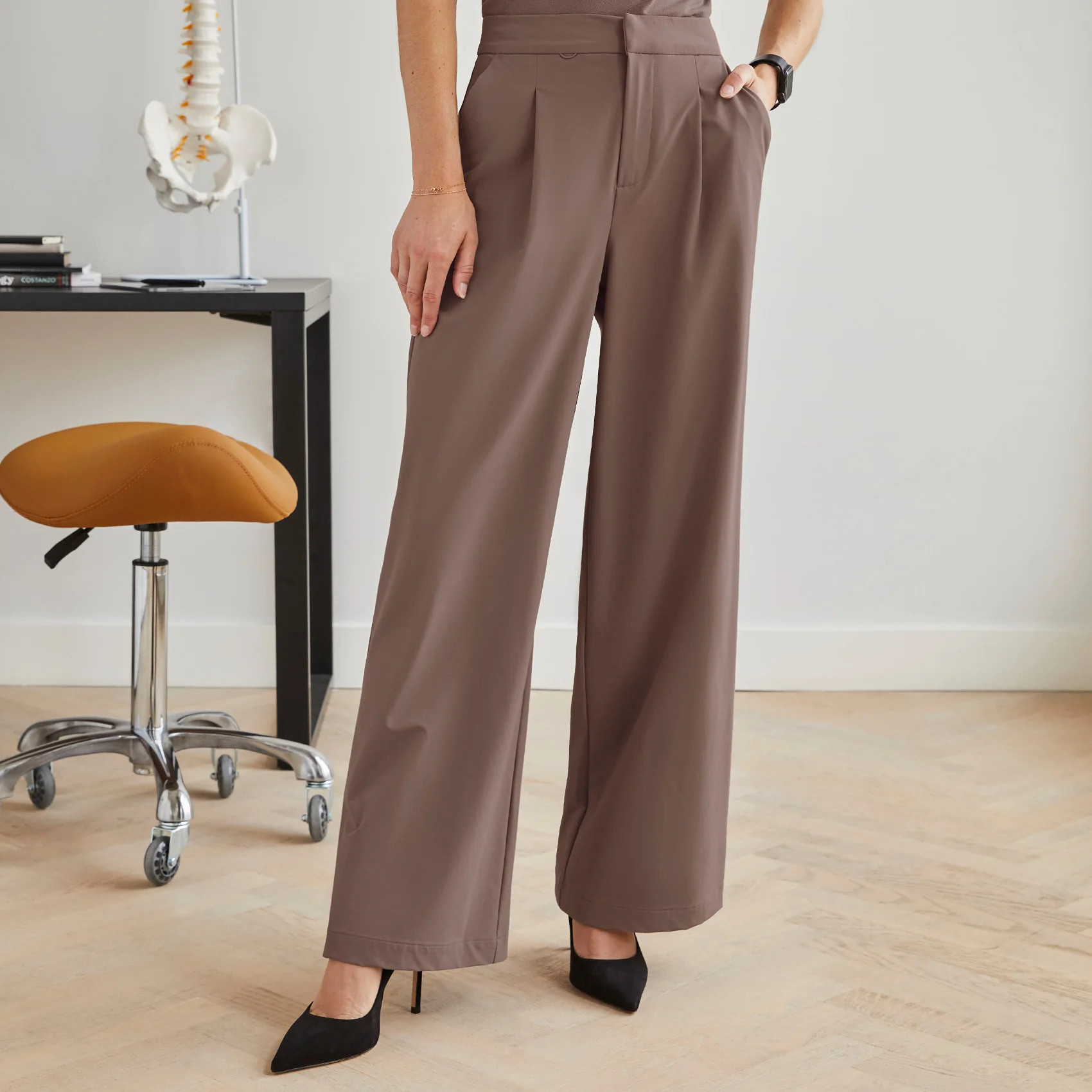 Women’s FIGSPRO™ High Waisted Wide Leg Scrubtrouser™ - Oak | FIGS