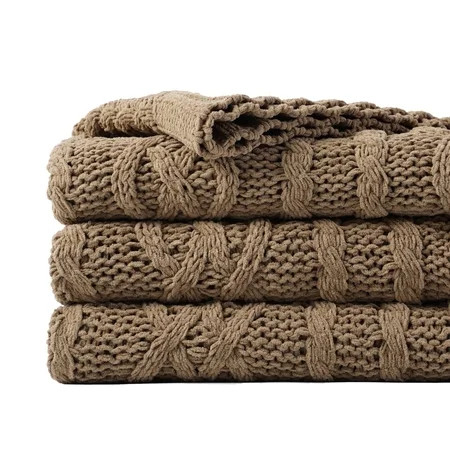 Battilo Camel Throw Blanket,Woven Chenille Cable Knit Blanket,Living Room Decor,51"x67" | Walmart (US)