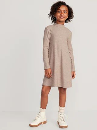 Long-Sleeve Cozy-Knit Mock-Neck Dress for Girls | Old Navy (US)