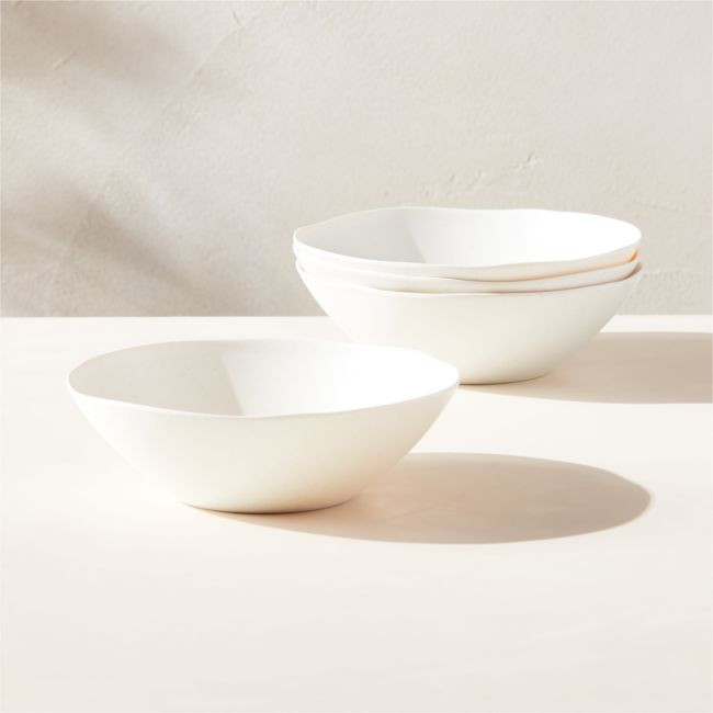 Pebble White Melamine Salad Bowls Set of 4 | CB2