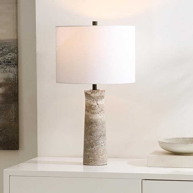 SAFAVIEH Lighting Collection Alana Grey Travertine 25-inch Table Lamp for Bedroom, Living Room, H... | Amazon (US)