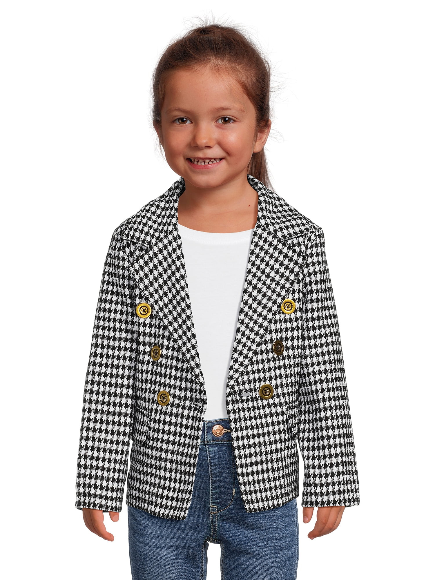 Wonder Nation Toddler Girl’s Herringbone Holiday Blazer, Sizes 12M-5T - Walmart.com | Walmart (US)