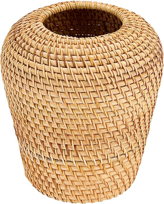 JUXYES Tabletop Woven Rattan Vase for Flowers, Vintage Country Style Rattan Basket Vases, Farmhou... | Amazon (US)