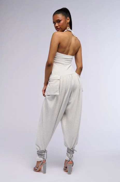COZY AF KNIT JUMPSUIT IN LIGHT GREY | AKIRA