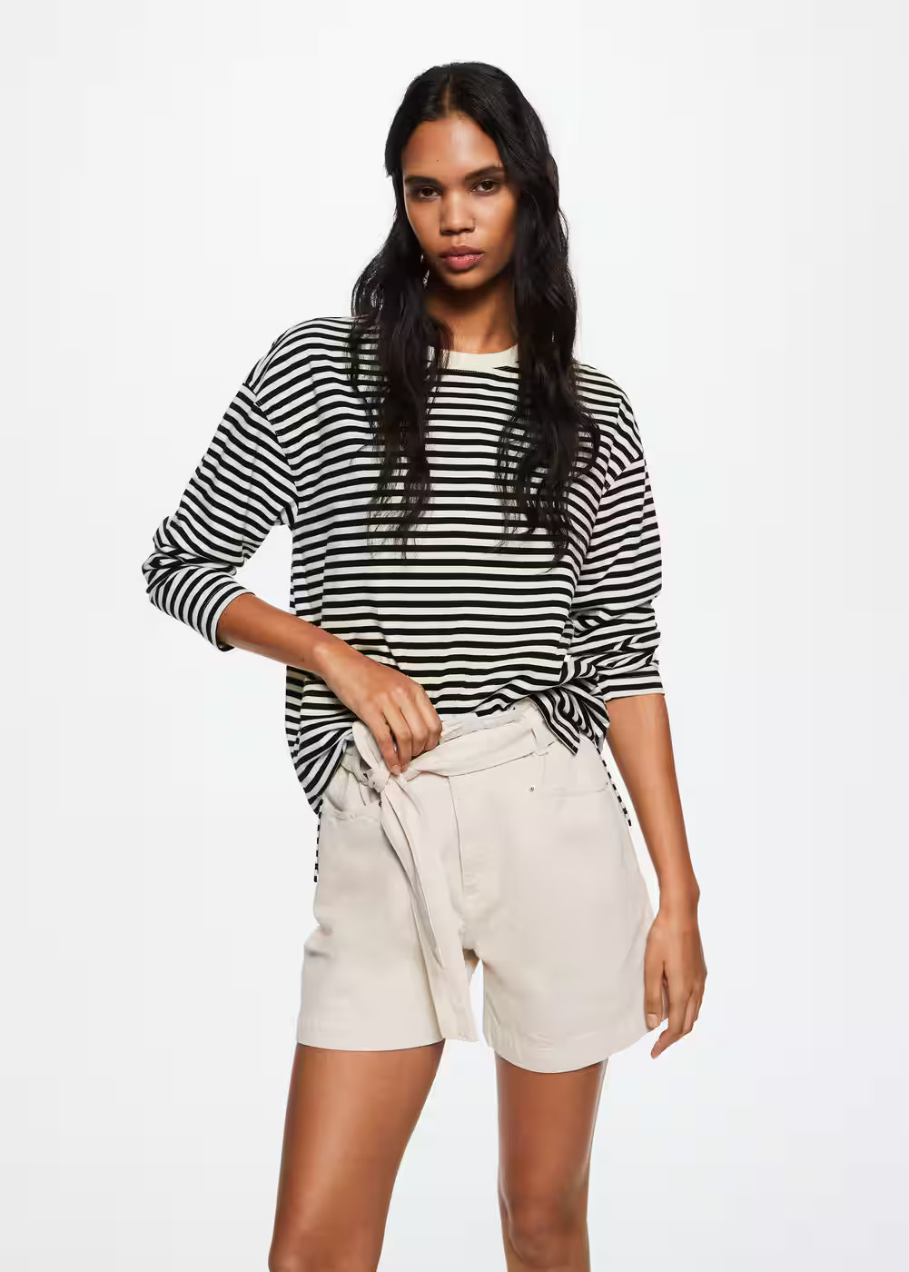 Striped cotton t-shirt -  Women | Mango USA | MANGO (US)
