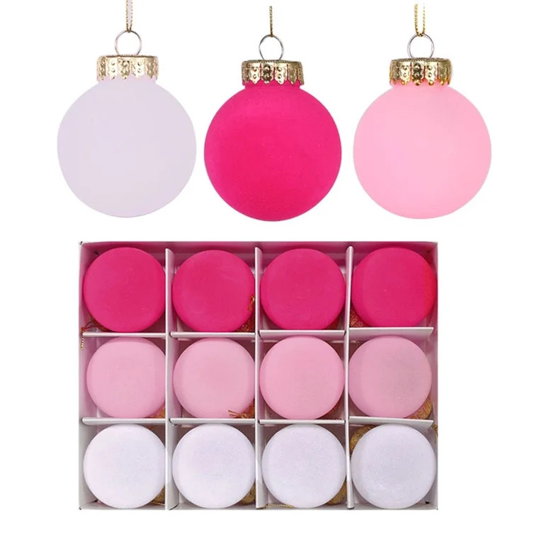 12PCS Velvet Christmas Ornaments - 2.4 Inch Flocked Shatterproof Xmas Tree Balls for Holiday, Wed... | Walmart (US)
