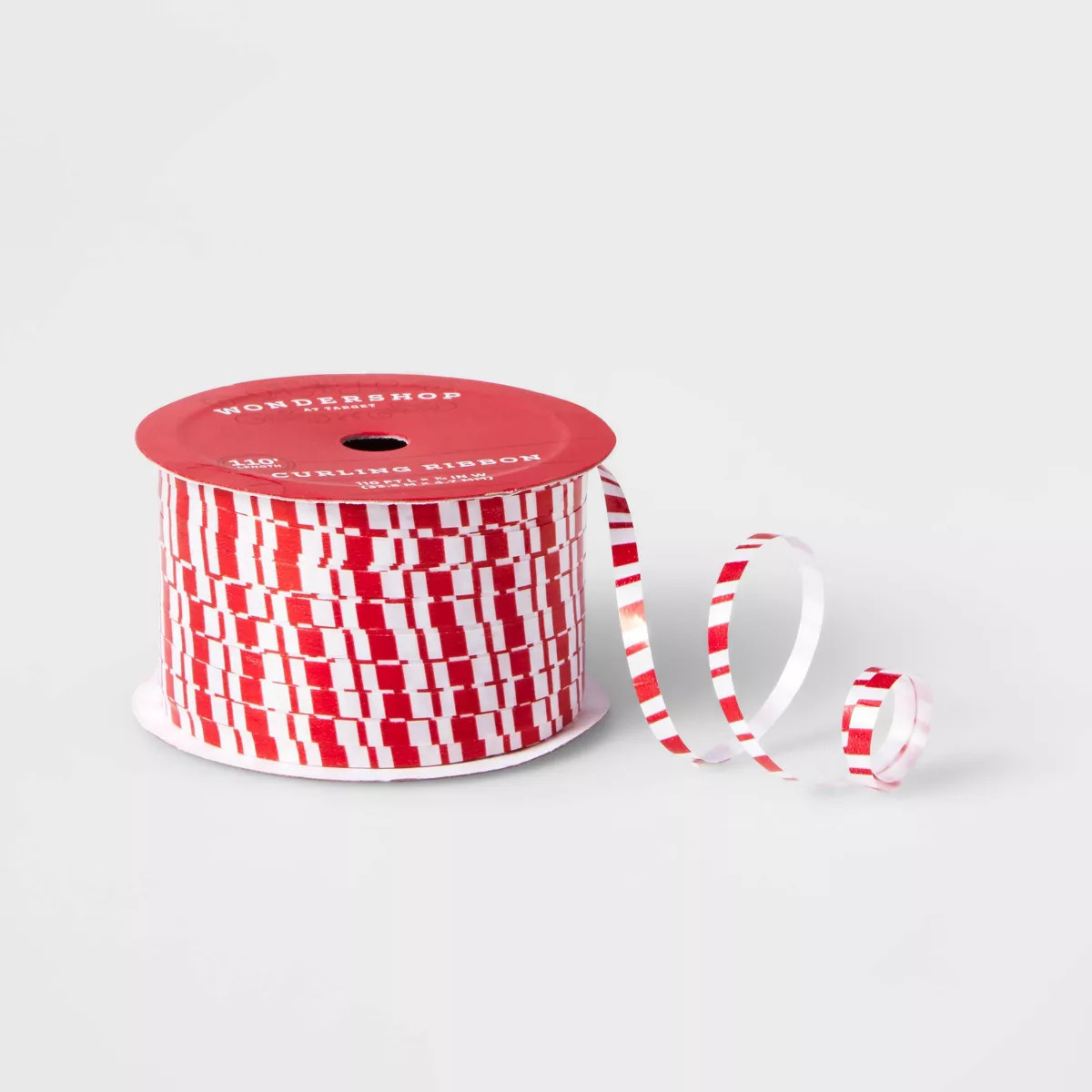 3/16" Peppermint Striped Christmas Curl Ribbon 110' Red/White - Wondershop™ | Target