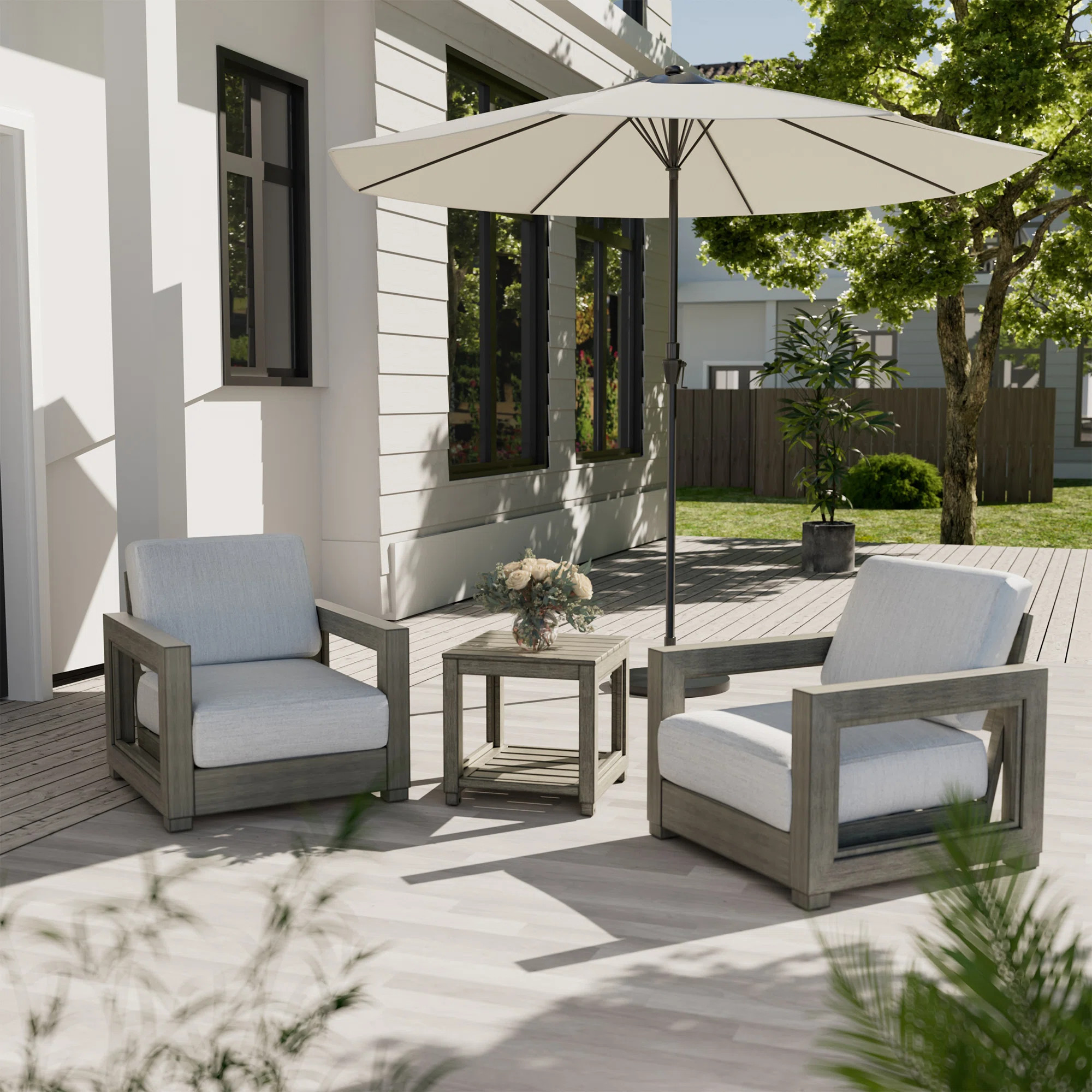 2-Piece Aluminum Patio Sofa Chair with Hand-painted Frame and Cushions (Set of 2) | Wayfair North America