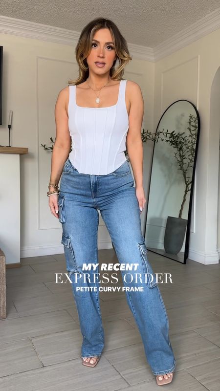Express try-on haul 🙌🏼 ahhh the perfect pieces to achieve spring outfits for so many different occasions. EVERYTHING 40% OFF thru 4/1 #ExpressPartner
#ExpressYou

✔️tanks XS
✔️1st jeans size 2R (I'm right under 5'3)
✔️2nd jeans (4R) 
✔️Skirt size 0 (runs big has stretch)
✔️ Blazer SMALL
✔️ Shirt dress SMALL
✔️ jumpsuit XS (size down) 
✔️ Denim shorts size 4

#LTKU #LTKsalealert #LTKSeasonal
