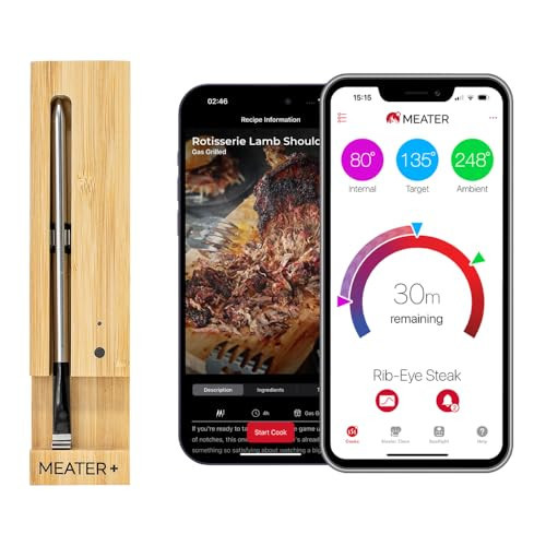 MEATER Plus: Smart Bluetooth Wireless Meat Thermometer Digital | BBQ, Grill, Oven, Smoker, Air Fryer, Kitchen | Perfect for Steak, Chicken, Turkey, and More | Delicious Recipes in App | Amazon (US)