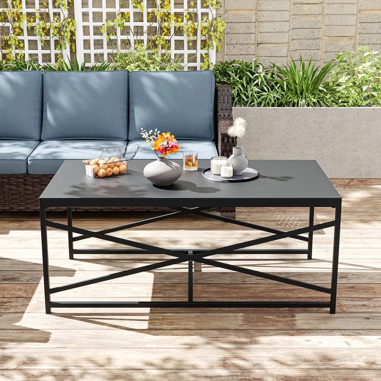 Meetleisure Outdoor Patio Coffee Table Commercial Grade Black Coffee Table for Deck, Porch, or Po... | Walmart (US)