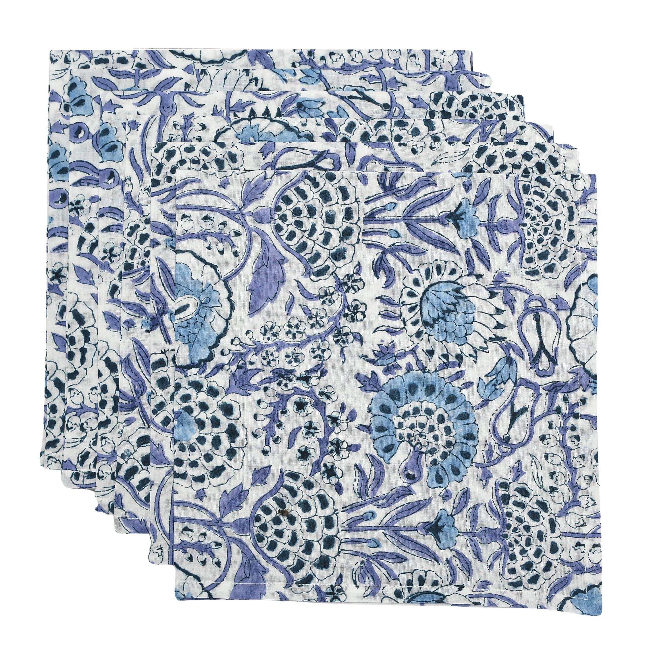 CPC Cloth Napkins Set of 6 Cotton Printed Dinner Block Print Napkins I Wedding Cocktail Cloth Flo... | Amazon (US)