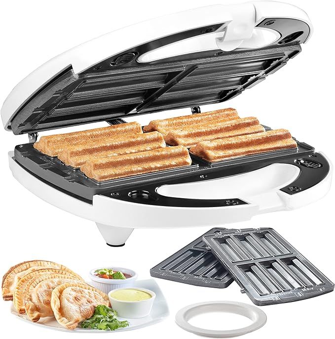 Empanada and Churro Maker Machine - Cooker w 4 Removable Plates - Easier than a Press - Includes ... | Amazon (US)