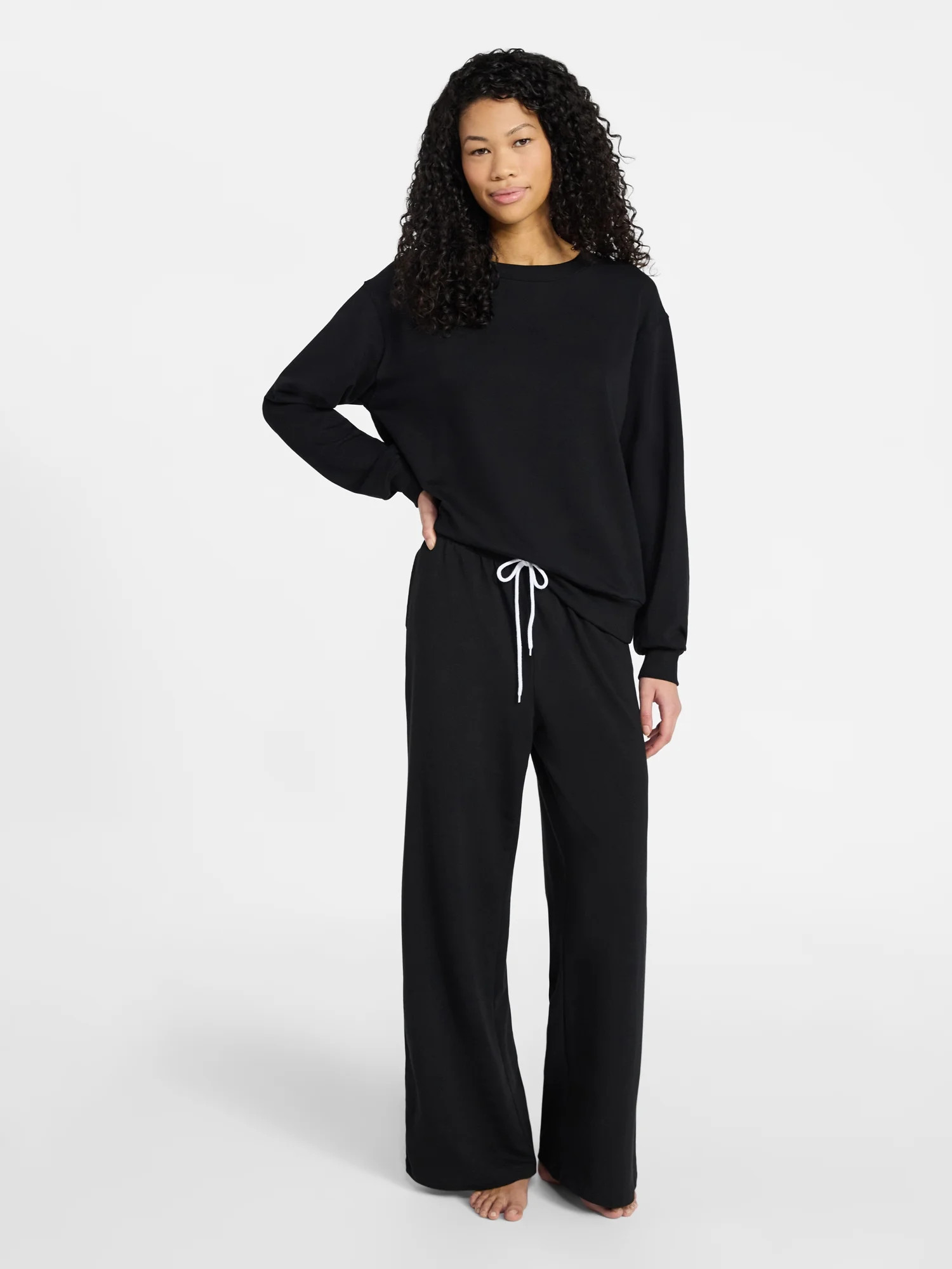 No Boundaries Cozy Sleep Long Sleeve Top and Pants Set, 2-Piece, Women’s XXS-3X | Walmart (US)