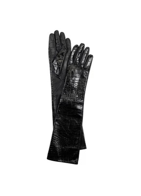 Black Croc Leather Gloves | DE SAVARY LONDON