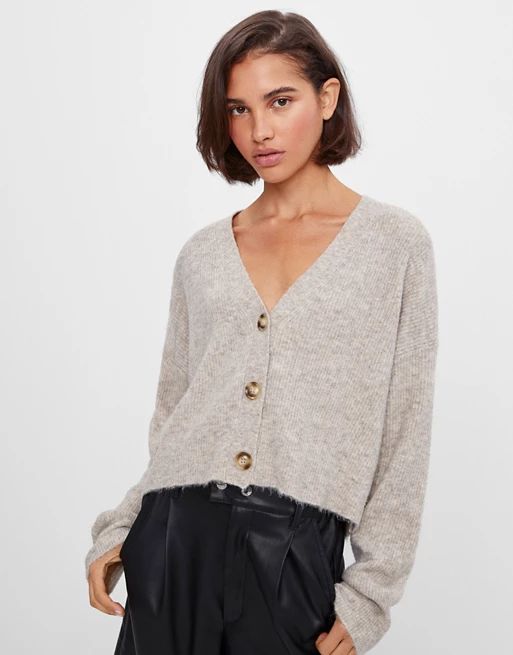 Bershka knitted cardigan in oatmeal | ASOS (Global)