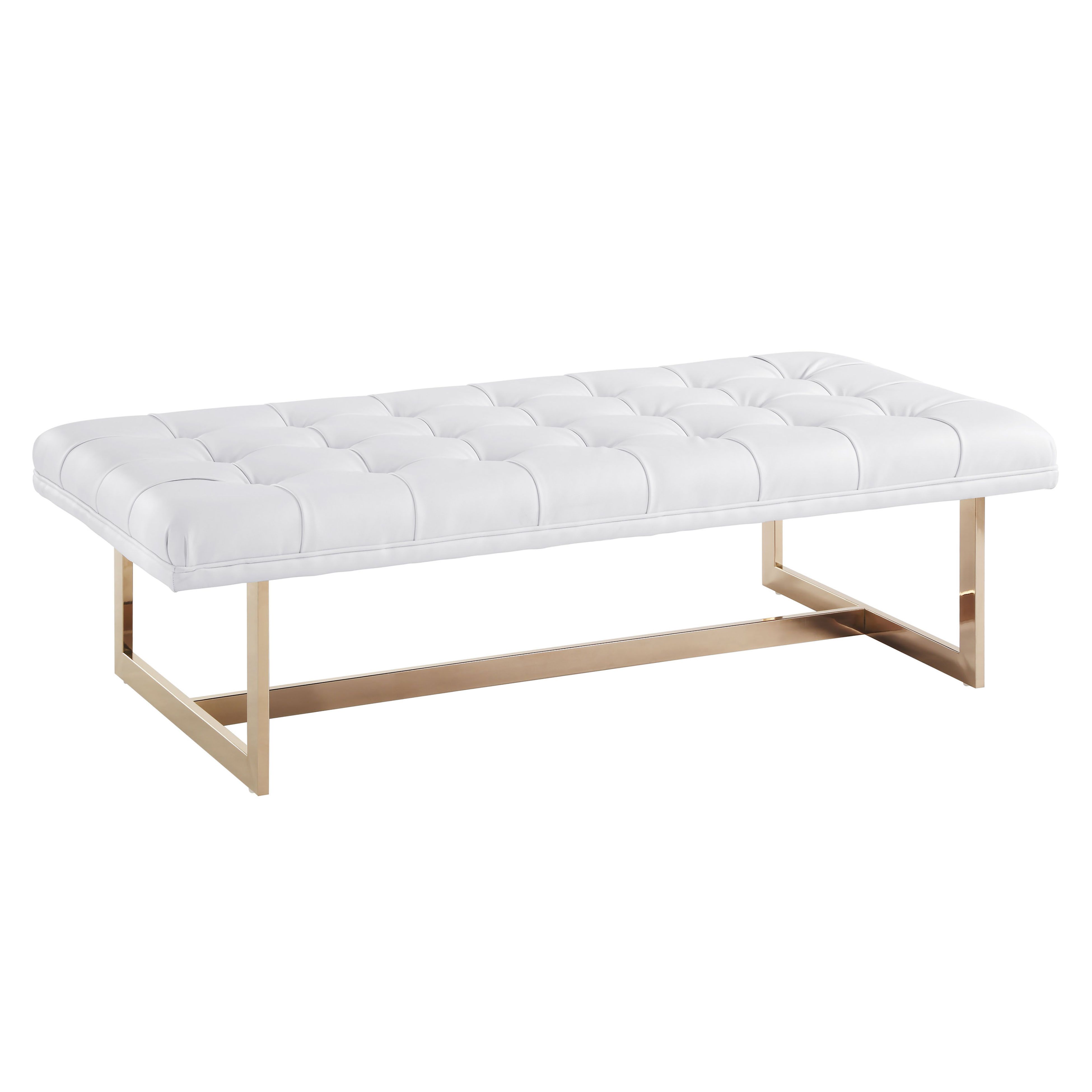 TOV Furniture Oppland White Vegan Leather Bench with Rose Gold Legs | Walmart (US)