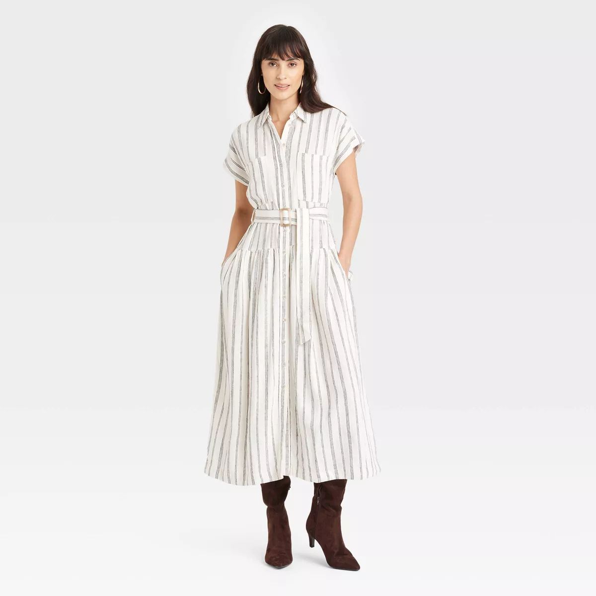 Women's Short Sleeve Belted Midi Shirtdress - Universal Thread™ | Target