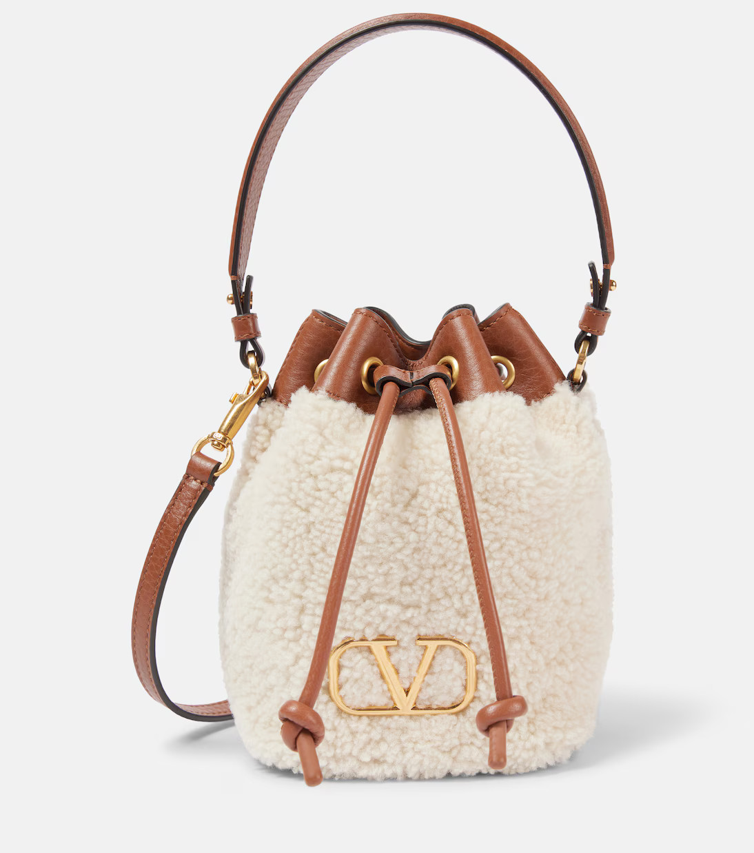 VLogo Signature shearling bucket bag | Mytheresa (US/CA)