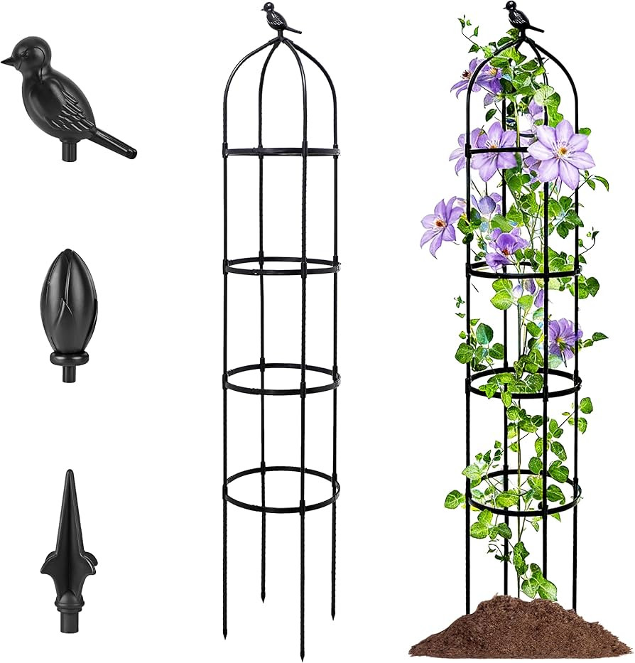 6FT Garden Obelisk Trellis for Climbing Plants,Adjustable 4-Tier Metal Plant Support,Rustproof Ou... | Amazon (US)