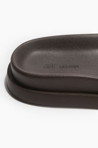 Leather Slides - Dark brown - Ladies | H&M US | H&M (US + CA)