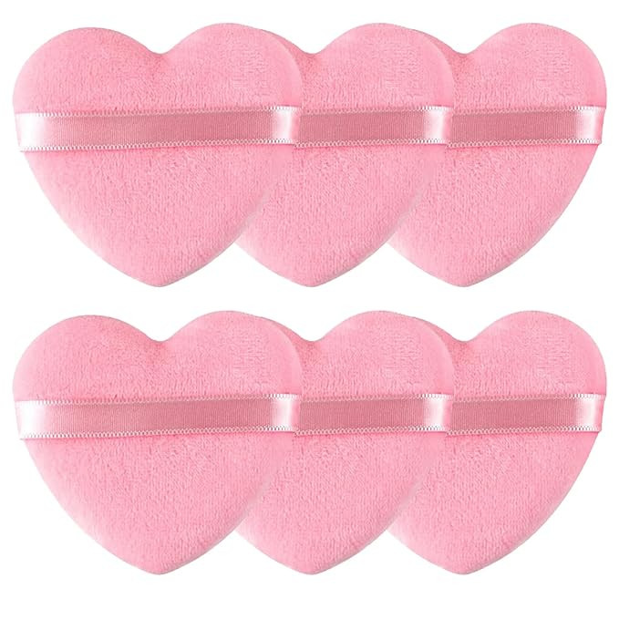 6 Pieces Powder Puff Face Soft Heart Shape Makeup Puff for Loose Powder Mineral Powder Body Powde... | Amazon (US)