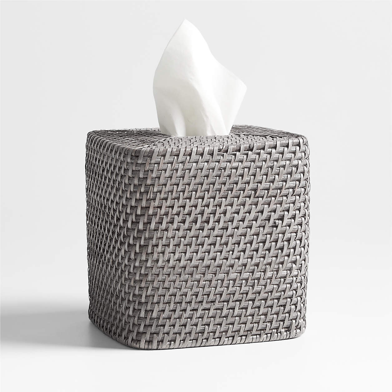 Sedona Grey Square Tissue Box Cover + Reviews | Crate & Barrel | Crate & Barrel