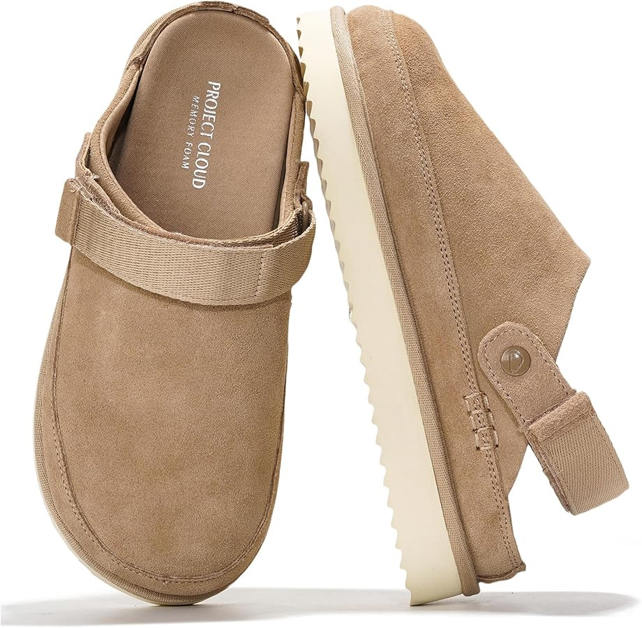 Project Cloud Genuine Suede Clogs for Women - Memory Foam Womens Clogs & Mules with Adjustable St... | Amazon (US)