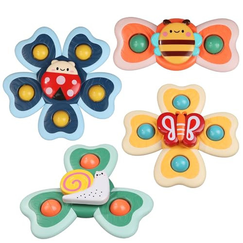 JoySprout Spinner Toys for Babies, 4pcs Baby Spinners with Suction Cups for Interactive Stimulation and Sensory Development, Window Spinners for Toddlers 1-3 for High Chair Toys and Bath Time | Amazon (US)