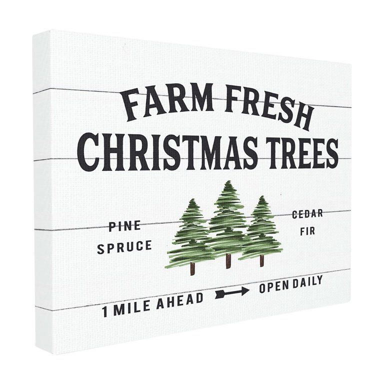 The Stupell Home Decor Collection White Planked Look Holiday Farm Fresh Christmas Trees Spruce an... | Walmart (US)