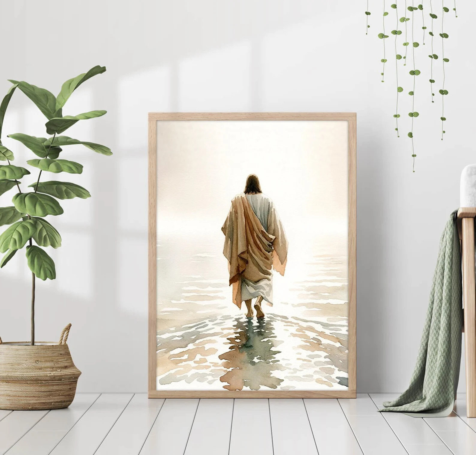 Jesus Walking on Water Poster Religious Wall Art Holy Painting Print Bible Verse Living Room Home... | Etsy (US)