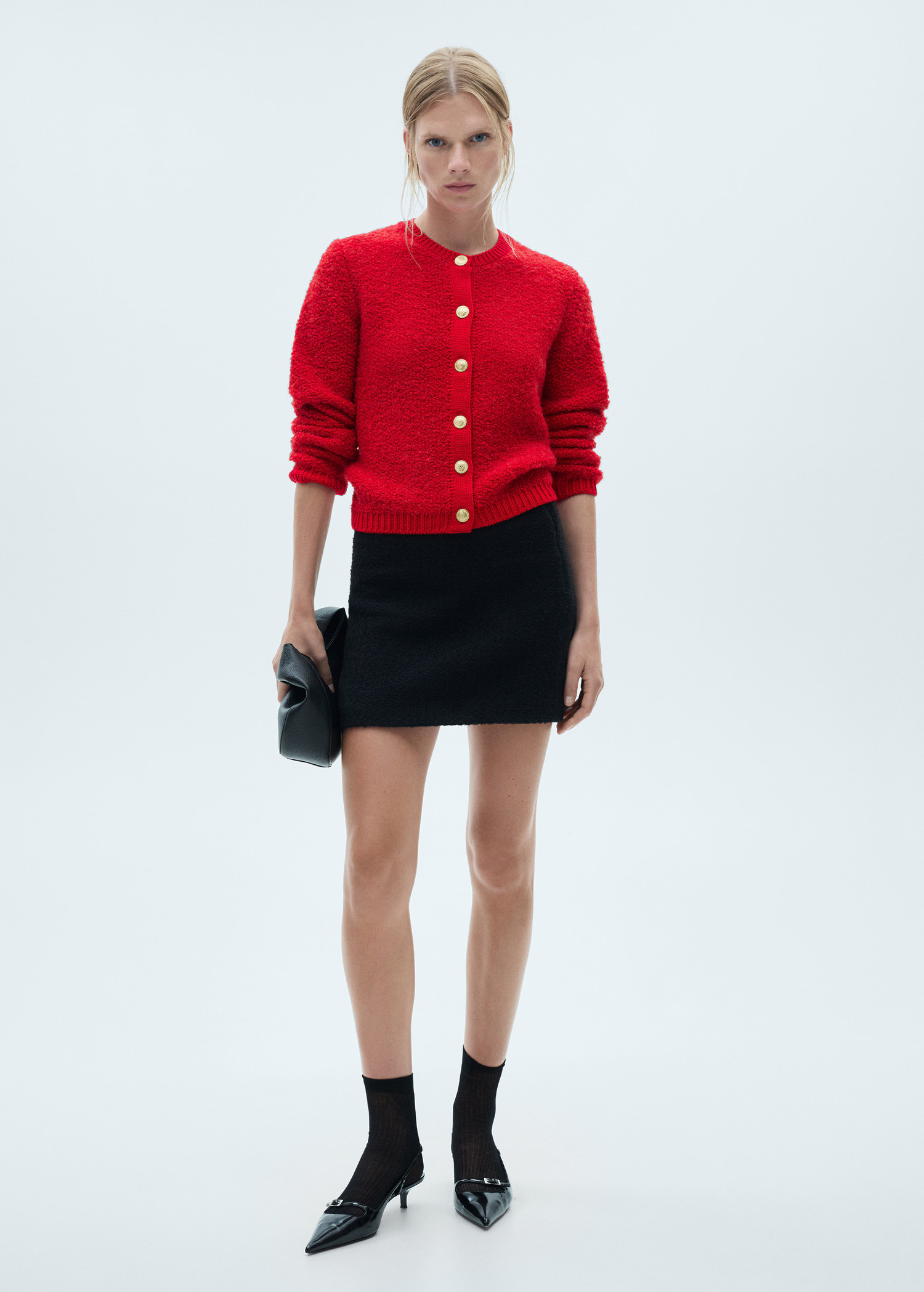 Curly-knit cardigan with jewel buttons - Women | MANGO USA | Mango (US/MX/AU)