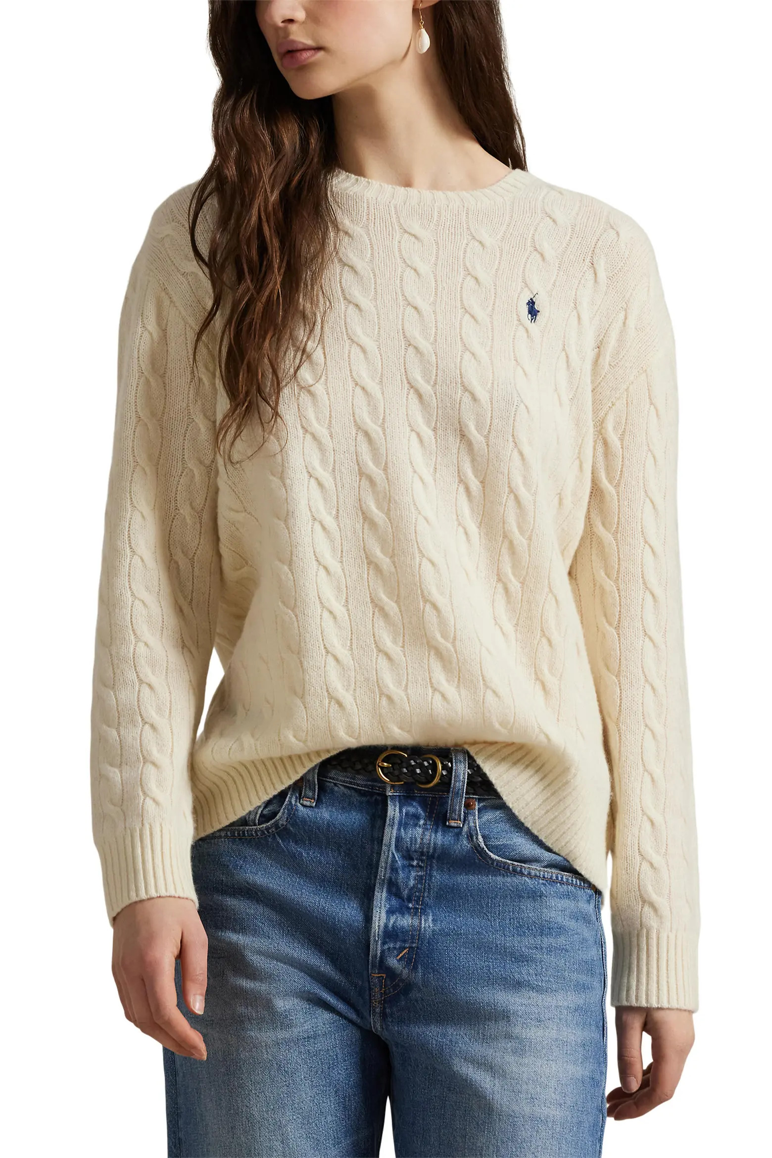 Polo Ralph Lauren Cable Wool & Cashmere Crewneck Sweater (Women) | Nordstrom | Nordstrom
