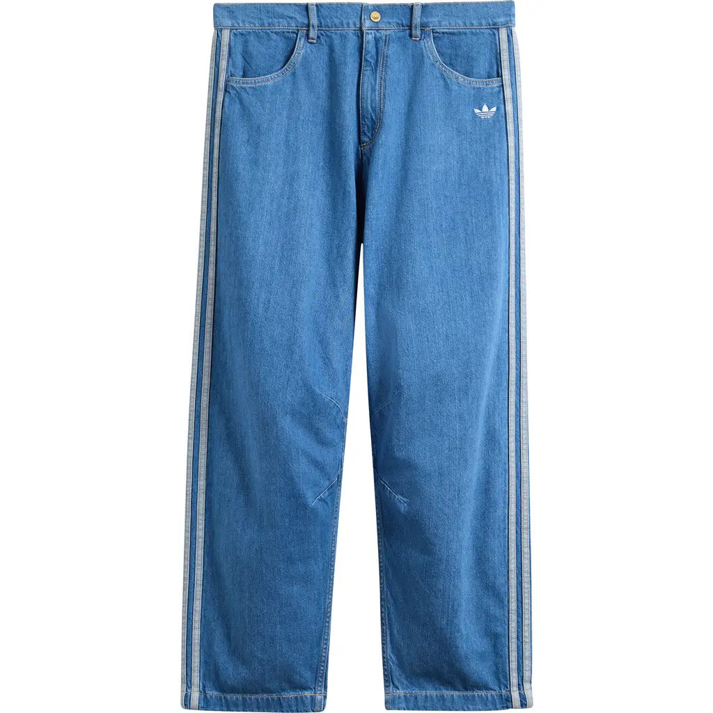 adidas Originals Kids' Side Stripe Jeans in Medium Wash Denim at Nordstrom, Size Xs | Nordstrom